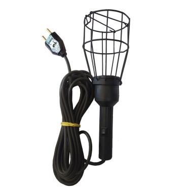 Imagem de Pendente Luz P.oficinas Fio Pp 5m Gaiola Arame Lig/desliga