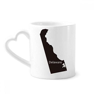 Imagem de Caneca Delaware America com contorno do mapa dos EUA caneca de café cerâmica copo de coração de vidro