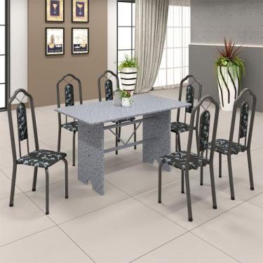 Imagem de Conjunto Sala De Jantar Mesa 070 Com Granito E 6 Cadeiras Bianca Preto