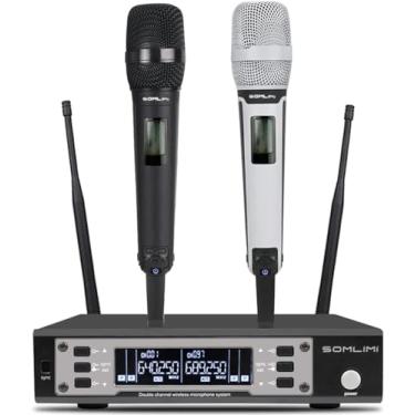 Imagem de SOMLIMI original EW135G4 Sem Fio Microfone Profissional para Cantares Performances dePalco Karaoke Conferenciada lgreja Palestra (Preto e branco)