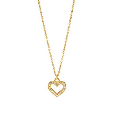 Imagem de LLYANZ Colar e brincos de coração de strass completo de aço inoxidável para joias de casal, Aço inoxidável, na gem