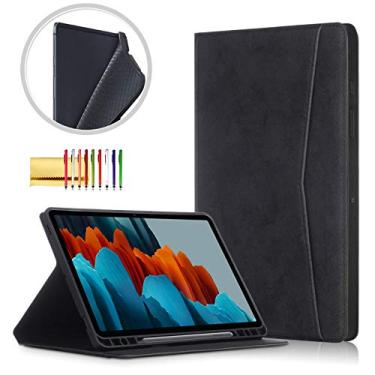 Imagem de Capa fólio para Samsung Galaxy Tab S7 FE (2021) de 12,4 polegadas, Techcircle [suporte de caneta embutido] com suporte de dois ângulos, leve, magnética, dobrável, macia, capa inteligente com bolso