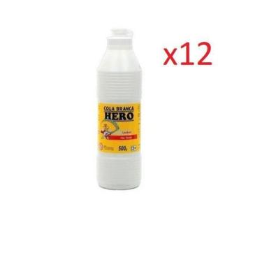 Imagem de Cola Branca Escolar 500Gr - Marca Hero - Kit 12 Frascos - Lynx Produçõ