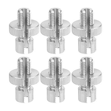 Imagem de X AUTOHAUX 6 peças de cabo de embreagem de freio M10 parafuso ajustador de linha parafuso de ajuste com fenda para motocicleta, bicicleta, scooter, liga de alumínio, tom prateado