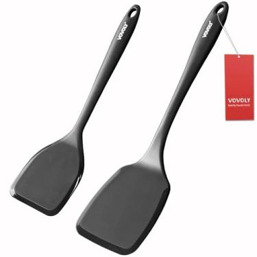 Imagem de Conjunto de espátula de silicone, espátula de silicone resistente ao calor de 315 °C para cozinhar, utensílios de cozinha antiaderentes e não arranhões para ovos, hambúrgueres, crepes, pacote com 2,