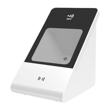 Imagem de Alacrity Scanner de código de barras QR 2D/1D Desktop com leitor NFC, capture códigos de barras de telas móveis para sistemas de pagamento, branco