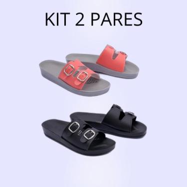 Imagem de Kit 2 Pares Sandalia Feminina Ortopédica Confortavel Esporão Terapia d