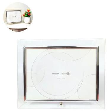 Imagem de Porta Retrato De Vidro 20x15 Dourado Prateado Moderno Luxo - Rio Maste