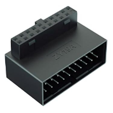 Imagem de WLGQ Adaptador de extensão USB 3.0 ângulo reto 90 graus 19/20 pinos macho para fêmea conector de placa mãe para gerenciamento simplificado de cabos e montagem de PC sem esforço (A)