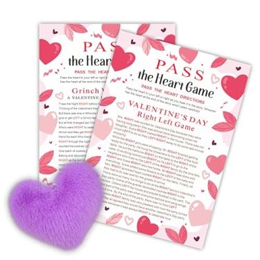 Imagem de NYCTUG Jogo do Dia dos Namorados – Pass The Heart, 2 cartas de jogo esquerda direita e 1 coração fofo, jogo de prêmio em grupo e lembrancinha de festa (lavanda) - A09