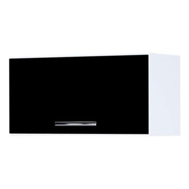 Imagem de Armário Aéreo De Cozinha Multiuso Para Geladeira Ana 60 Cm Branco Preto