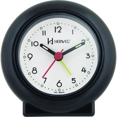 Imagem de Despertador Analógico Redondo Tradicional Quartz Preto - Preto