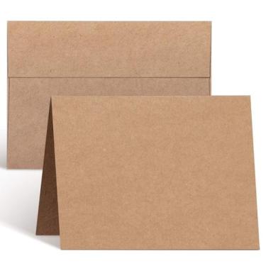 Imagem de Pacote de 100 cartões e envelopes Ohuhu Blank Brown Kraft