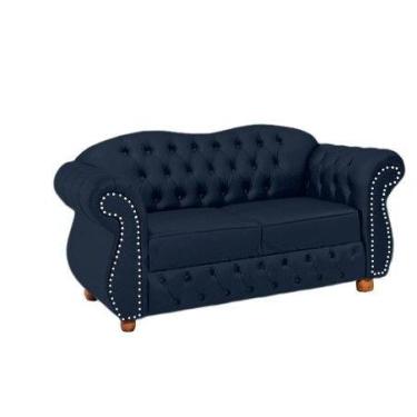 Imagem de Conjunto c/ 2 Namoradeiras Chesterfield Merlo 2 Lugares - Suede Azul M