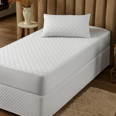 Imagem de Capa de Colchão para Cama Solteiro Impermeável Matelada – Protetor de Colchão Antialérgico, Lavável e Confortável