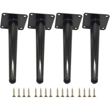 Imagem de Ajustável, Mesa, Sofá, Móveis, Armário, Mesa, Armários De Cama Pés Conjunto De 4 Pernas De Móveis De Metal Reto, Suporte Cônico Pés De Armário De Tv, Gun Black, 60cm/23.62in