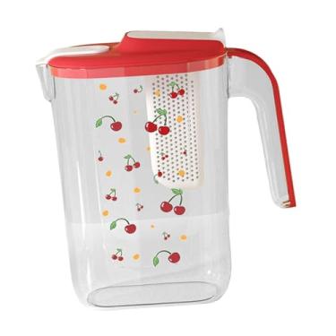 Imagem de Bothyi Jarra com tampa, cafeteira fria, grande capacidade, portátil, limonada, recipiente para bebidas, dispensador de bebidas para festas, Vermelho