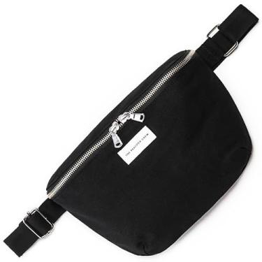 Imagem de The Peacock Crew Pochete – Bolsa tiracolo de algodão elegante para homens e mulheres – alça ajustável, zíper duplo – bolsa de ombro de tecido premium, Preto Nomade