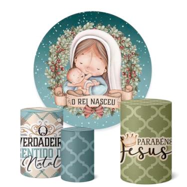 Imagem de Trio Capas Cilindro + Painel Sublimado Festa 1,50m Natal (K1NAT060)