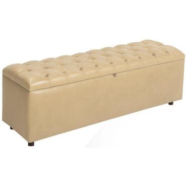 Imagem de Baú Recamier Rominha Couro Pérola 140 cm - TNA Decor