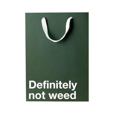 Imagem de MilkToast Brands Sacos de presente engraçados Stoner – Saco de presente de papel kraft médio com frases hilárias sarcásticas definitivamente não erva daninha – embrulho de presente para aniversário