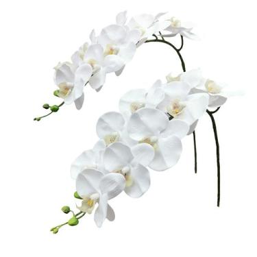 Imagem de Flores artificiais Fnize, caules de orquídeas, látex Real Touch 96cm