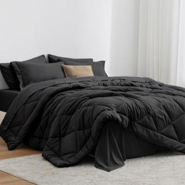 Imagem de Conjunto de edredom Love's cabin King Size preto 7 peças