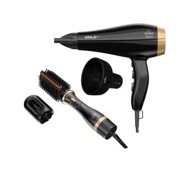 Imagem de Kit Gama Gold Ion - Secador 2200W 127V + Escova Alisadora 1200W + Difusor