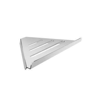 Imagem de Prateleira Suporte Canto Para Banheiro Alto Brilho Grega Aço Inox 30cm