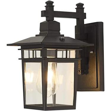 Imagem de PSMTNNBB Luminária de parede para área externa Lanterna de parede metal alumínio base E27 com arandela de parede de vidro transparente luminária de varanda luminária de parede de jardim moderno luzes