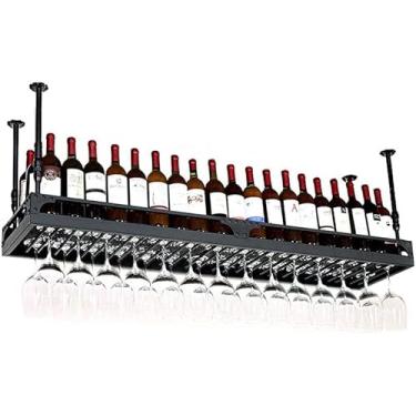 Imagem de RTTGWGF Suporte de parede para garrafa de vinho/suporte de vinho pendurado no teto/parede para garrafas de vinho/prateleira de vinho flutuante e suporte de vidro montado na parede para cozinha, sala