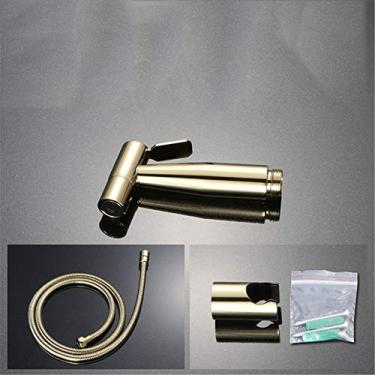 Imagem de MINJING Bidê de vaso sanitário pulverizador zircónio ouro ducha kit mão bidê torneira pulverizador conjunto de válvula de cobre, aço inoxidável, C