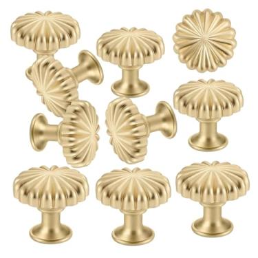 Imagem de Puxadores Para Armários De Cozinha 10 Peças,Puxadores Abóbora - Puxos De Liga De Zinco Antigos Redondos Para Armário Quarto Sala De Estar Casa De Banho Garagem Reforma De Móveis