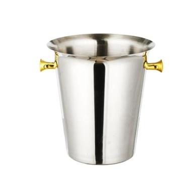 Imagem de Baldes de gelo Baldes de gelo de aço inoxidável Balde de champanhe de 2L para festa de Natal, uso em bar ao ar livre (prata)
