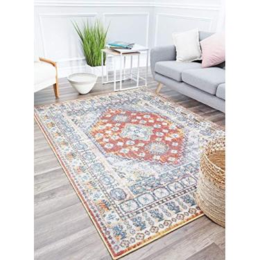 Imagem de Rugs America AT20B Tapete de área de transição vintage âmbar com pedra de 6 x 2 m