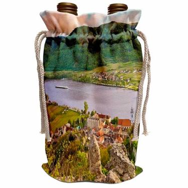 Imagem de 3dRose Áustria, Durnstein, Wachau Valley, Rio Danúbio - EU03 MGL0044-Miva Stock- Bolsa para vinho, 34 x 21,5 cm, bolsa de vinho, bege