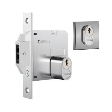 Imagem de Fechadura 1006 Porta de Bater/Correr Roseta Quadrada Cromo Escovado 45