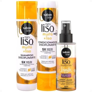 Imagem de Kit Salon Line Meu Liso Muito + Liso: Shampoo, Condicionador 300ml e Óleo Bifásico Capilar 120ml