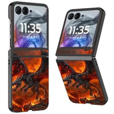 Imagem de WZCJDHMJ Capa para Motorola Razr 2025/2024, fina, fina, rígida, policarbonato, antiarranhões, capa protetora à prova de choque para Moto Razr 50-Angry Firedragon