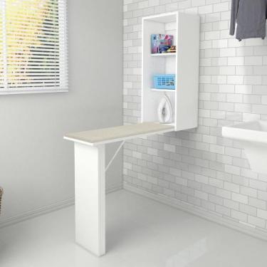 Imagem de Tábua De Passar Roupa Retrátil Com Armário Cr30010 Branca - MULTIMOVEI