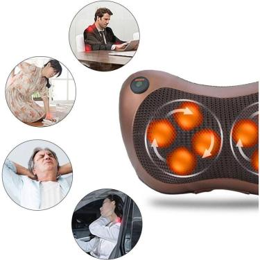 Imagem de Massageador Almofada Shiatsu Rotativa Infravermelho Massagem Pés Pescoço Pernas Coluna