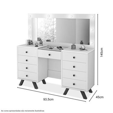 Imagem de Penteadeira Camarim Com Espelho E Banqueta Malbec Off White