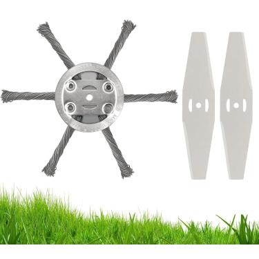 Imagem de Cabeça de aparador de grama de fio de aço com 6 lâminas, cabeça de aparador de ervas daninhas universal de 15 cm, cabeça de substituição para aparador de cordas elétrico alimentado por bateria sem fio