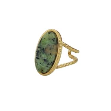 Imagem de DATOA Anel oval ajustável geométrico vintage para mulheres de aço inoxidável dourado dourado anel de declaração Y2K coquetel festa formatura acessórios de joias, Metal, Sem pedra preciosa