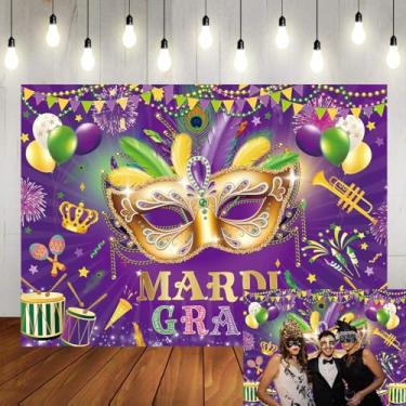 Imagem de Pano de fundo carnaval roxo dourado máscara carnaval glitter contas de baile de máscaras fundo de fotografia carnaval vestido de carnaval baile de formatura decorações de festa de aniversário adereços