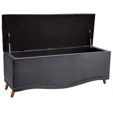 Imagem de Calçadeira Sapateira Baú Holanda 195cm De Largura Veludo Star Confort Cinza Chumbo