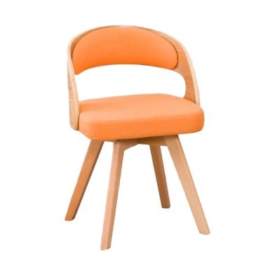 Imagem de Cadeiras de jantar de madeira, cadeira estofada giratória com almofada de linho de algodão e arco oco pernas de madeira para quarto cozinha F 1 peça