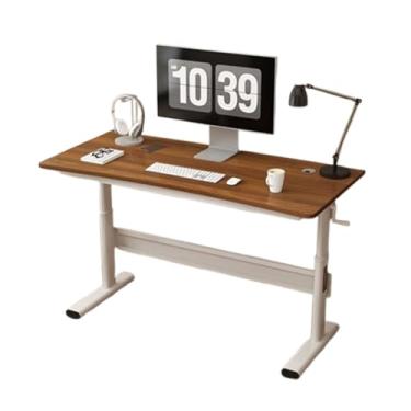 Imagem de Mesa ajustável manual, mesa de trabalho com altura ajustável, mesa de trabalho 80/100/120/140 x 60 cm, placa espessa, aço carbono, multicolorida, ergonômica para escritório, branco, B 80 x 60 cm