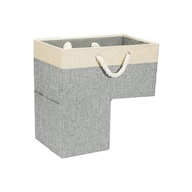 Imagem de Stair Basket with Handles Stair Tidy Basket Modern Stairs Storage Organizer Step Basket Organizer Staircase Storage Bin for Carpeted Stairs, grey(Grey)
