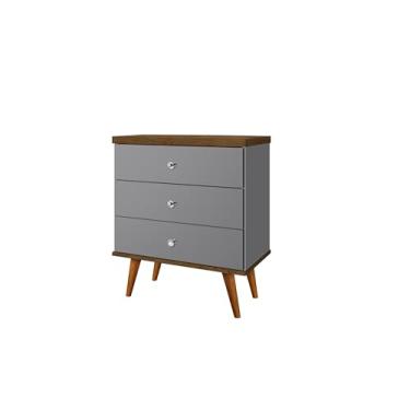 Imagem de Mesa De Cabeceira Status 3 Gavetas - JM3 Moveis (Cinza/Jequitibá)